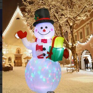 5ft Christmas Inflatables Snowman Outdoor Yard Rotating LED Blow Up Garden Decor